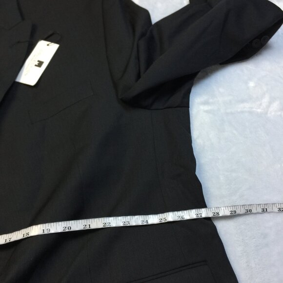 New! Michael Strahan Jacket Blazer Mens 56R Black Striped Wool Classic Fit - Picture 14 of 16